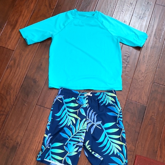 wonder nation Other - Wonder Nation Blue Tropical Print Rashguard Set size XL (16-18)